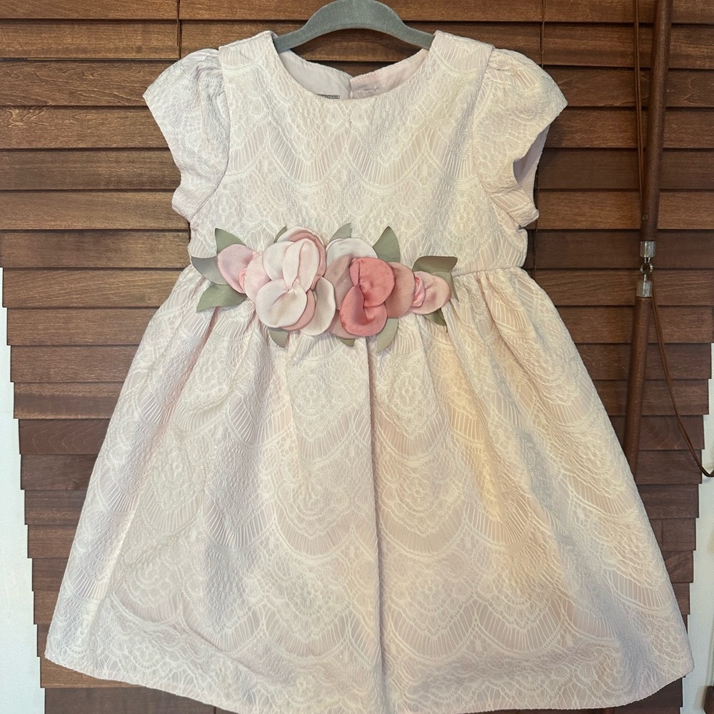 Pippa & Julie Pink Lace Dress with Floral Belt